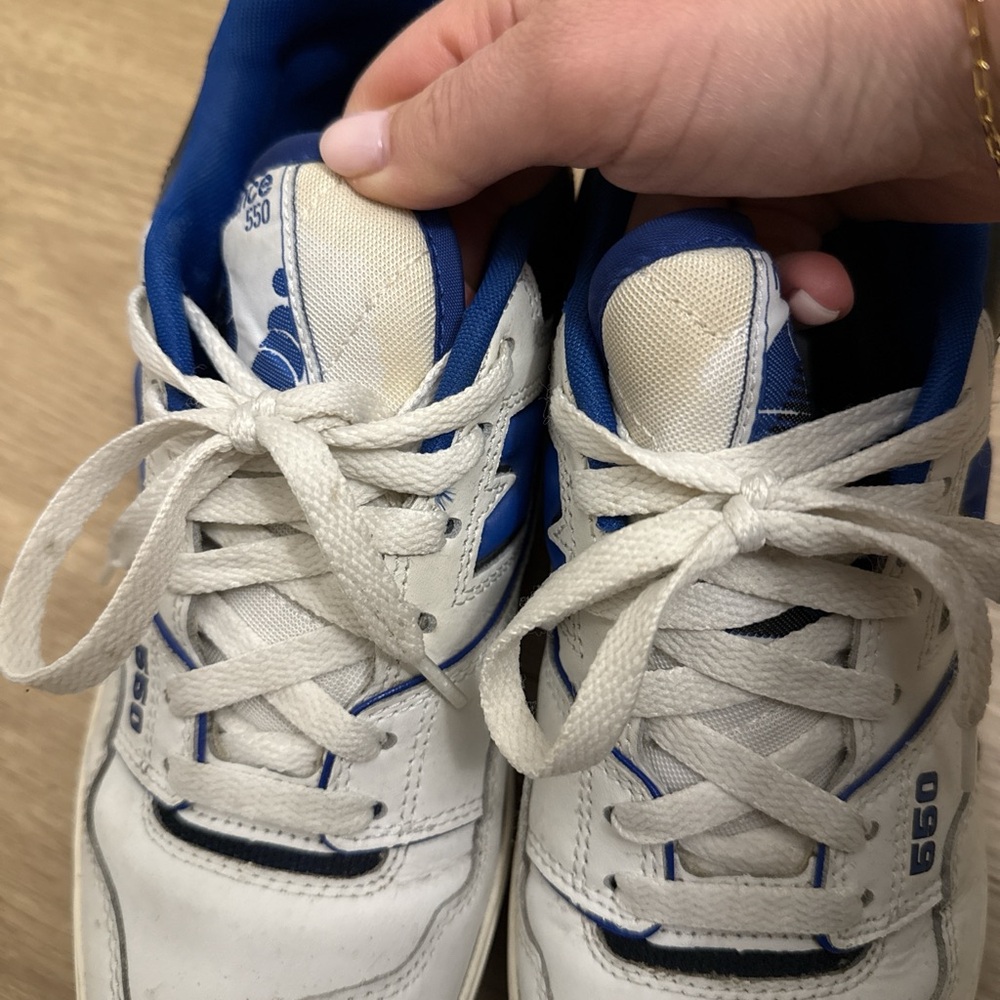 New Balance White and Blue 550 Sneakers - Picture 8 of 8